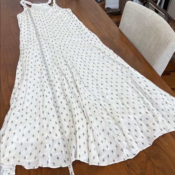 Garnet Hill white maxi dress small black diamond pattern Size Small Petite - Picture 7 of 9